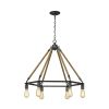 Brown and Black Six Light Metal Dimmable Chandelier