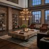 Brown Candle Style Multi Light Metal Dimmable Chandelier
