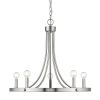 Silver Candle Style Five Light Metal Dimmable Chandelier