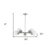 Silver Five Light Metal Dimmable Chandelier With Clear Shades