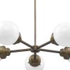 Bronze Five Light Metal Dimmable Chandelier With White Shades