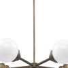 Bronze Five Light Metal Dimmable Chandelier With White Shades