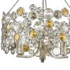 Silver Three Light Metal and Crystals Dimmable Chandelier With Silver Shades