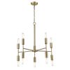 Brass Candle Style Ten Light Metal Dimmable Chandelier
