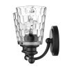 9" Black And Clear Metal and Glass Vanity Flush Mounted Sconce