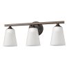 21" Bronze And White Metal and Glass Three Lights Flush Mounted Sconce