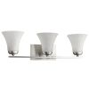 26" Silver And White Metal and Glass Three Lights Flush Mounted Sconce