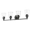 8" Black And Clear Metal and Glass Vanity Flush Mounted Sconce