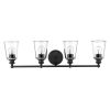 8" Black And Clear Metal and Glass Vanity Flush Mounted Sconce