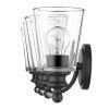 8" Black And Clear Metal and Glass Vanity Flush Mounted Sconce