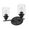 14" Black And Clear Metal and Glass Two Light Flush Mounted Sconce