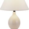 14" Beige Gourd Bedside Lamp With Drum Shade