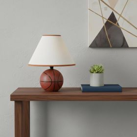 12" Orange Ceramic Bedside Table Lamp With White Shade