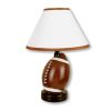 14" Brown Ceramic Novelty Bedside Lamp With Brown And White Empire Shade