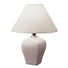 13" White Ceramic Bedside Table Lamp With Off-White Shade