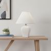 13" White Ceramic Bedside Table Lamp With Off-White Shade