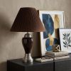 27" Silver Ceramic Urn Bedside Table Lamp With Brown Empire Shade