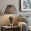 27" Gray and Silver Metal Urn Table Lamp With Gray Empire Shade
