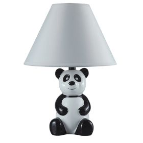 14" Black And White Novelty Bedside Lamp With Empire Shade