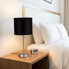 16" Silver Metal Candlestick Table Lamp With Black Classic Drum Shade