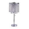 20" Silver Metal Bedside Table Lamp With Clear Drum Shade