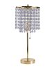 20" Gold Metal Bedside Table Lamp With Clear Drum Shade