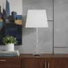 25" Crystal Geo Cubed Table Lamp With White Sharp Corner Square Tapered Shade