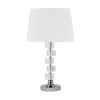 20" Silver Crystal Stacked Geo Cubes Table Lamp With White Classic Empire Shade