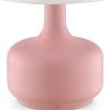 17" Pink Metal Bedside Table Lamp With White Shade