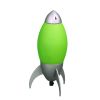 11" Green And Silver Acrylic And Metal Rocket Shaped Bedside Lamp
