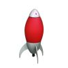 11" Red And Silver Acrylic And Metal Rocket Shaped Bedside Lamp