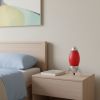 11" Red And Silver Acrylic And Metal Rocket Shaped Bedside Lamp
