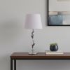 24" Silver Bedside Table Lamp With White Empire Shade