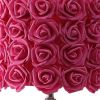 18" Silver Bedside Led Table Lamp With Red Flowers Drum Shade
