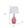 28" Pink Hammered Urn Table Lamp With White Tapered Drum Shade