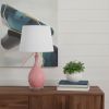 28" Pink Hammered Urn Table Lamp With White Tapered Drum Shade