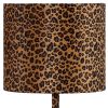 19" Amber And Black Bedside Lamp With Drum Shade