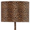59" Amber And Black Metal Floor Lamp With Amber And Black Animals Faux Leather Cylinder Shade