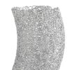 12" Silver Bedside Table Lamp With Silver Swirl Novelty Shade