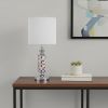 24" Silver Bedside Table Lamp With White Drum Shade