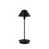 18" Black Metal Bedside Table Lamp With Black Cone Shade