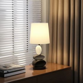 19" Black Gray and White Metal Table Lamp With White Drum Shade
