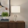19" Chrome and Faceted Crystal Urn Table Lamp With White Drum Shade