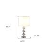 23" Silver Crystal Geometric Table Lamp With White Classic Drum Shade