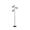 66" Black Metal Three Light Tree Floor Lamp With Black Metal Cage Shade