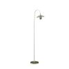 64" Gold And White Arched Floor Lamp With Gold Metal Cage Shade