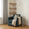 64" Gold And White Arched Floor Lamp With Gold Metal Cage Shade