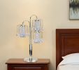 34" Gold and Faux Crystal Three Light Chandelier Table Lamp