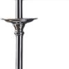 26" Silver Metal And Faux Crystal Table Lamp With White Cylinder Shade