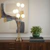 28" Yellow Gold Six Light Globe Desk or Table Lamp